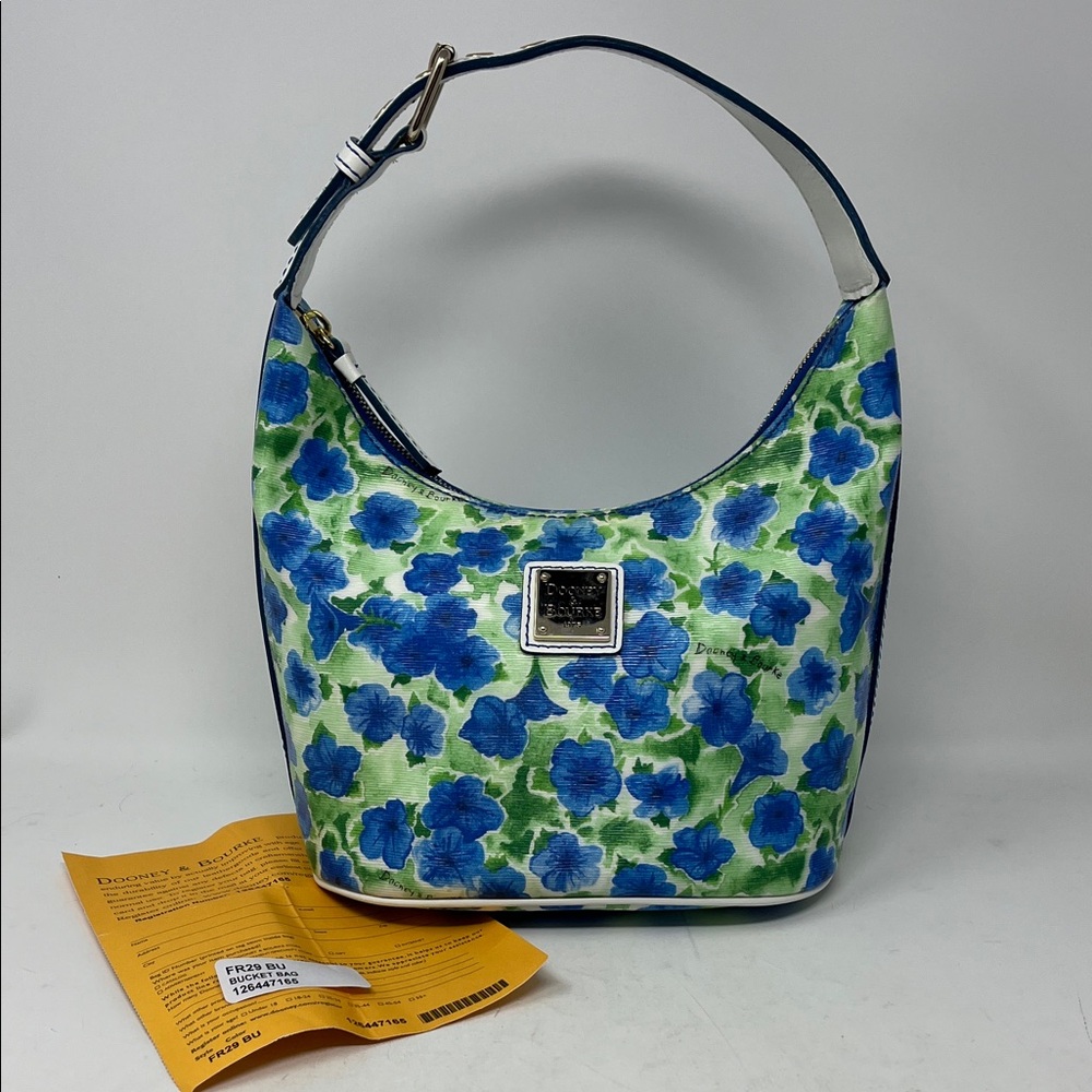 DOONEY & BOURKE Petunia
Watercolor Floral Hobo Shoulder
Bucket Bag Blue Green